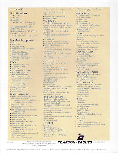 Pearson 39 Brochure
