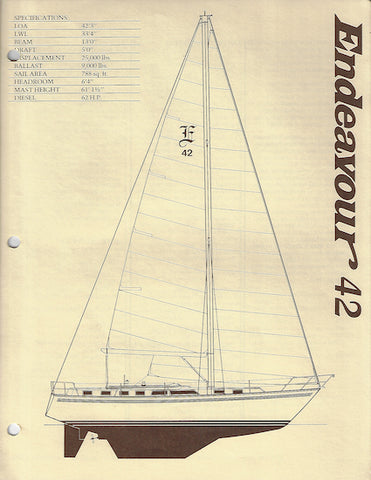 Endeavour 42 Center Cockpit Specification Brochure