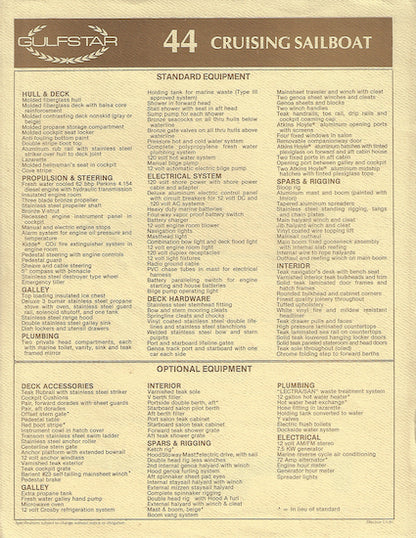 Gulfstar 44 Specification Brochure