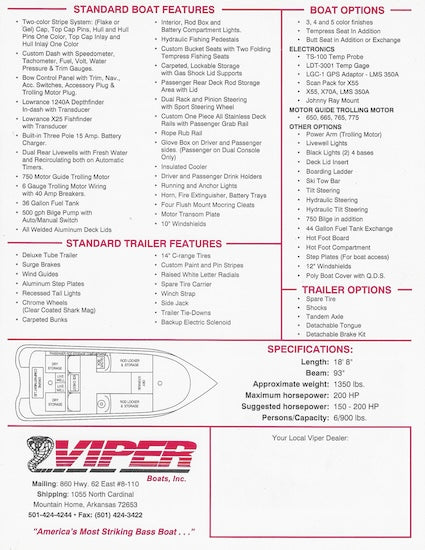 Viper 188D Specification Brochure