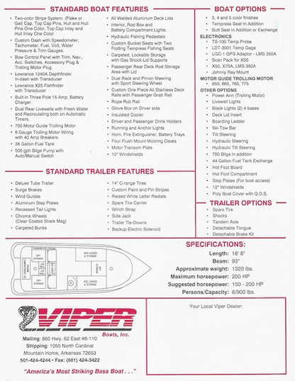 Viper 188S Specification Brochure