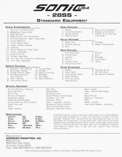 Sonic 28SS Brochure