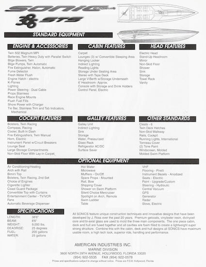 Sonic 386 STS Brochure