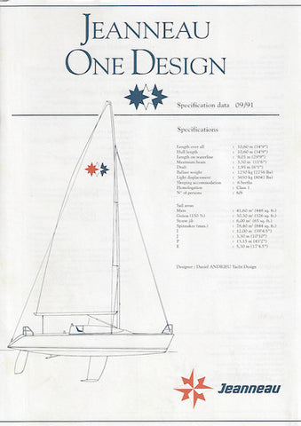 Jeanneau Sun One Design Specification Brochure