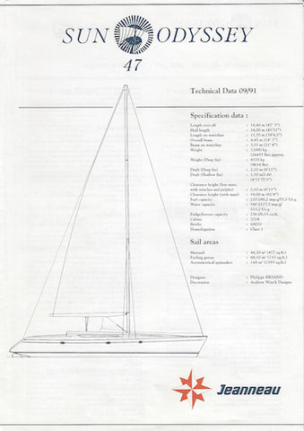 Jeanneau Sun Odyssey 47 Specification Brochure