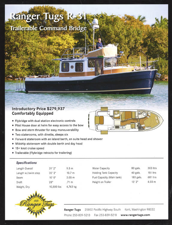 Ranger R-31 / R31 Command Bridge Tug Brochure