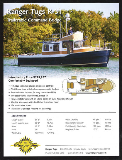 Ranger R-31 / R31 Command Bridge Tug Brochure