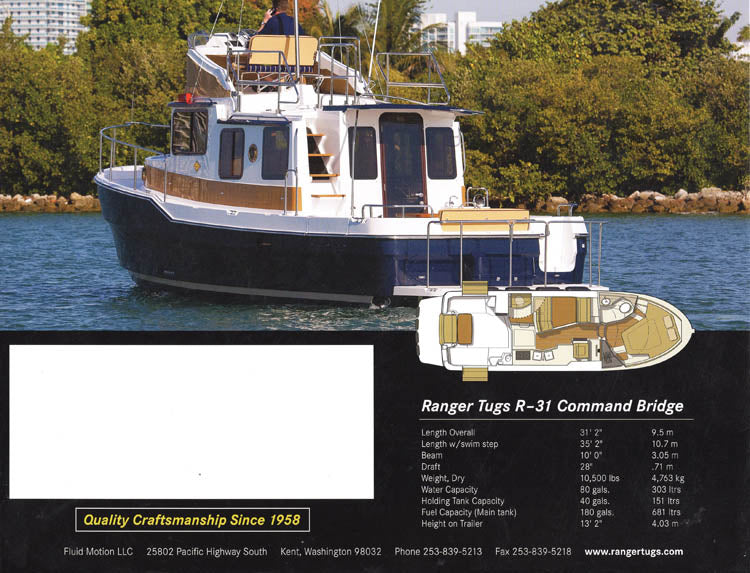 Ranger R-31 / R31 Command Bridge Tug Brochure