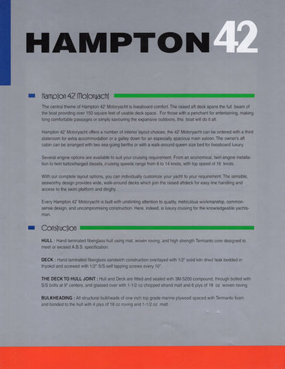 Hampton 42 Trawler Brochure