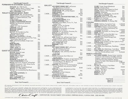 Chris Craft Commander 42 Tournament Fisherman Specification Brochure