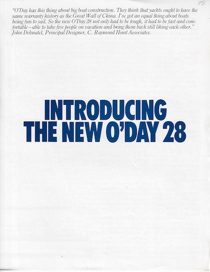 O'Day 28 Launch Brochure – SailInfo I boatbrochure.com