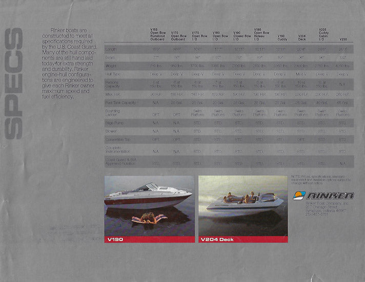 Rinker 1980s Brochure