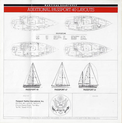 Passport 40 Nautical Quarterly Magazine Reprint Brochure