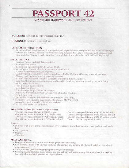 Passport 42 Specification Brochure