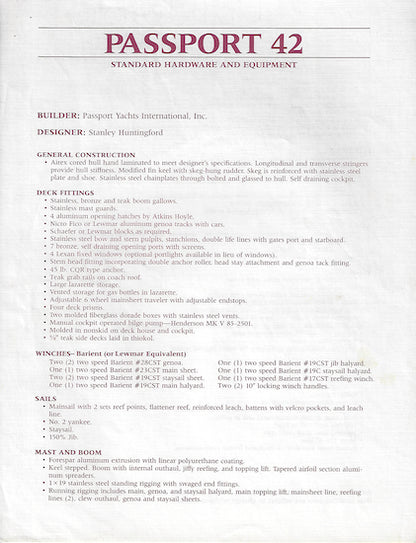 Passport 42 Specification Brochure