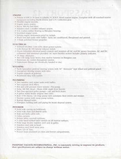 Passport 42 Specification Brochure