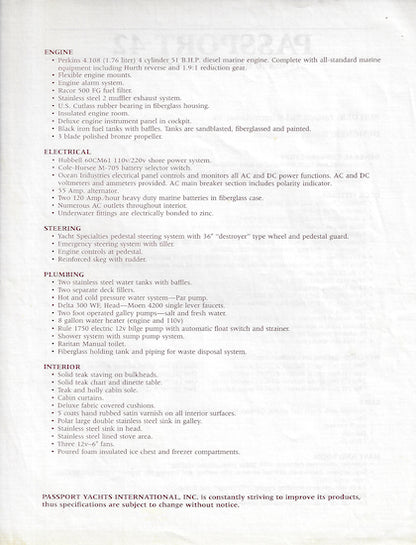 Passport 42 Specification Brochure