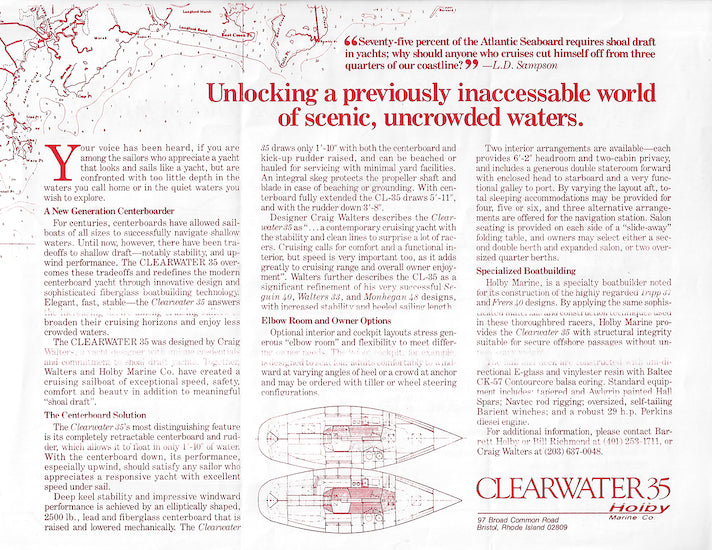 Holby Clearwater 35 Specification Brochure