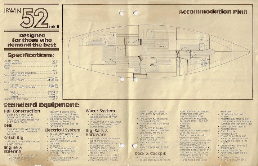 Irwin 52 Cruising Ketch Mark II Brochure