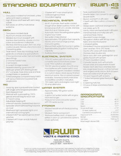 Irwin 43 Mark III Brochure