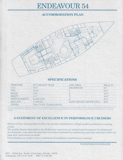 Endeavour 54 Specification Brochure