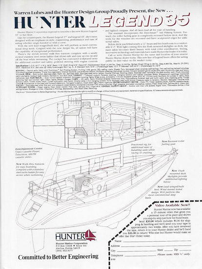 Hunter 35 Legend Specification Brochure