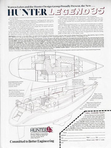 Hunter 35 Legend Specification Brochure