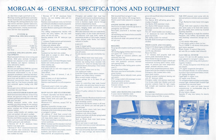 Moorings Morgan 46 Specification Brochure