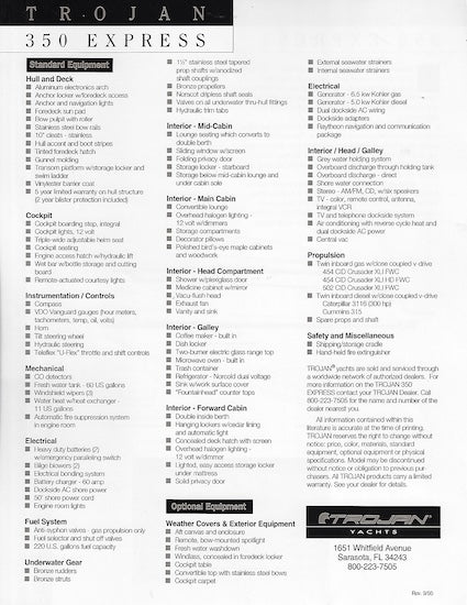 Trojan 350 Express Specification Brochure (1995)