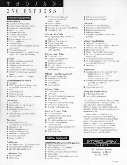 Trojan 350 Express Specification Brochure (1995)