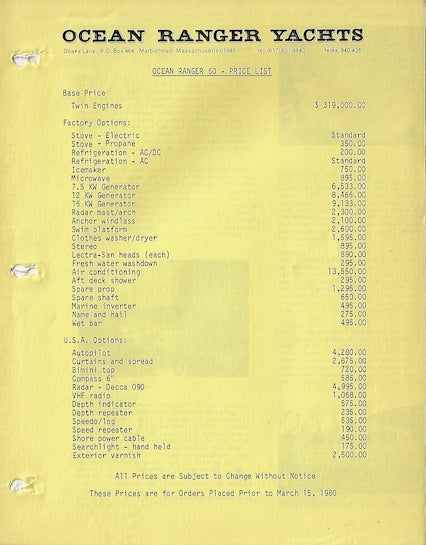 Ocean Ranger 60 Specification Brochure – SailInfo I boatbrochure.com