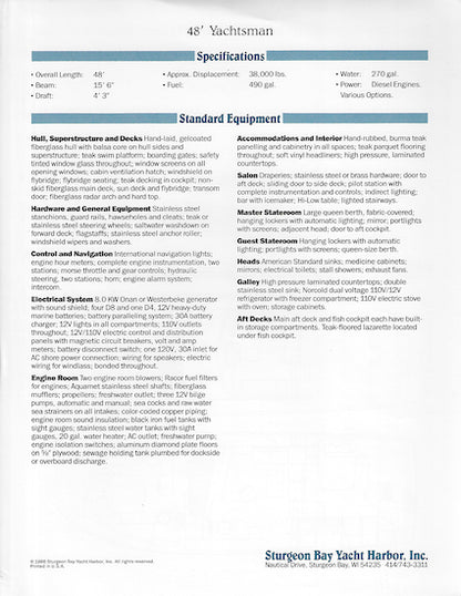 Ocean Alexander48 Yachtsman Specification Brochure