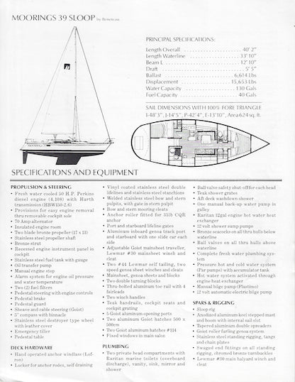 Moorings Beneteau 39 Specification Brochure