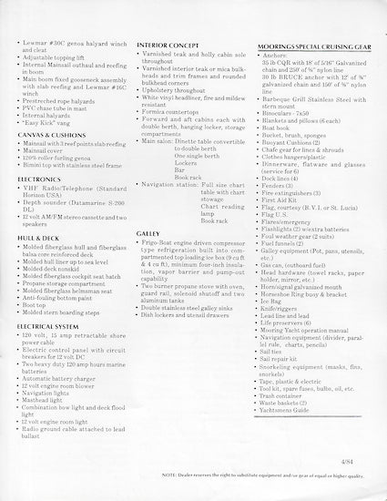 Moorings Beneteau 39 Specification Brochure
