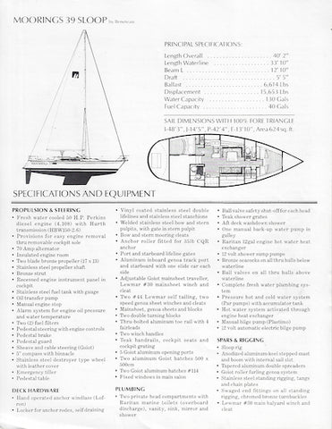 Moorings Beneteau 39 Specification Brochure