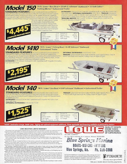 Lowe 1989 Package Brochure