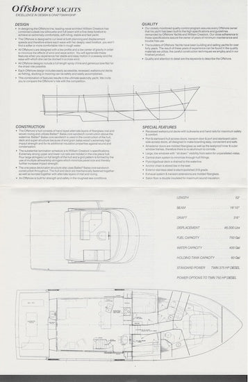 Offshore 52 Motor Yacht  Specification Brochure