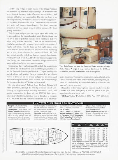 Offshore 54 Pilothouse Power & Motoryacht Magazine Reprint Brochure