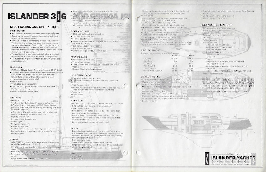 Islander 36 Specification Brochure – SailInfo I boatbrochure.com