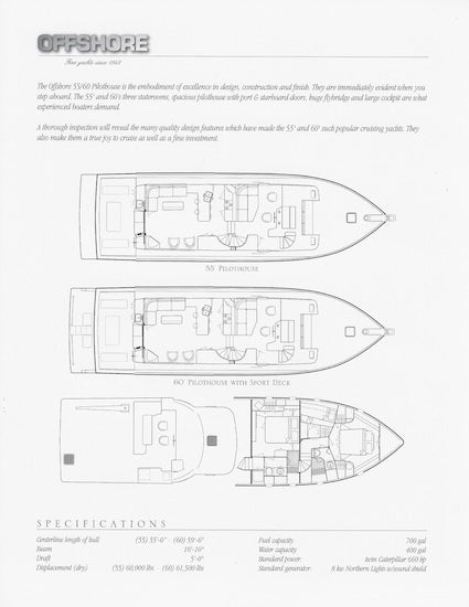 Offshore 55/60 Pilothouse Motoryacht Specification Brochure