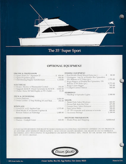 Ocean 35 Super Sport Brochure