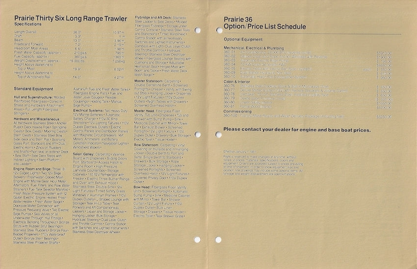 Prairie 36 Long Range Trawler Brochure