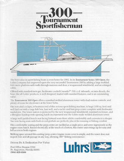 Luhrs 300 Tournament Sportfisherman Specification Brochure