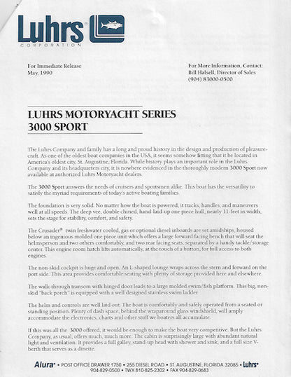 Luhrs 3000 Specification Brochure