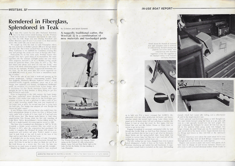 Westsail 32 Motorboating & Sailing Magazine Reprint Brochure