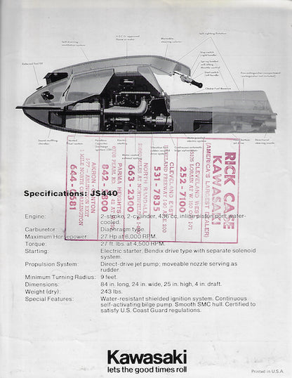 Kawasaki 1970s Jet Ski Brochure