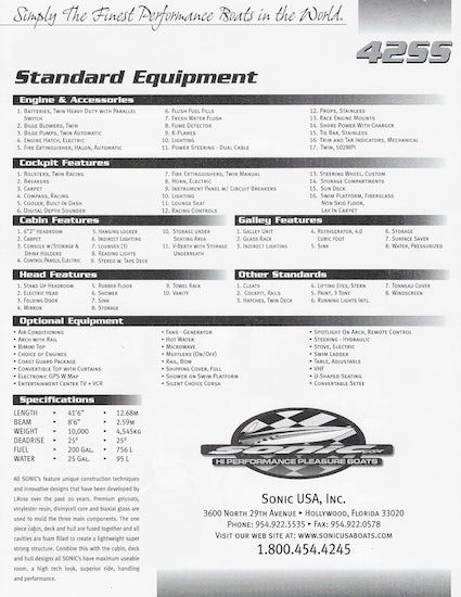 Sonic 42SS Brochure
