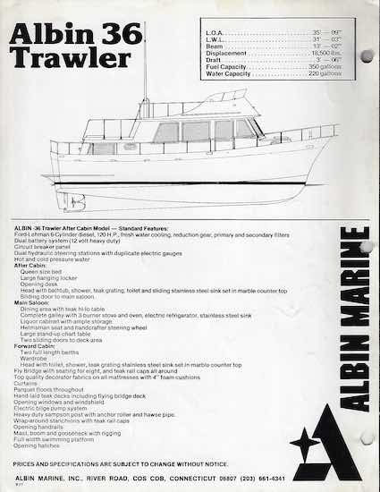 Albin 36 Trawler Launch Brochure