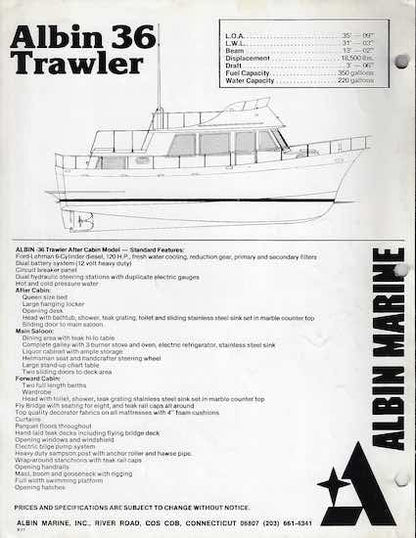 Albin 36 Trawler Launch Brochure