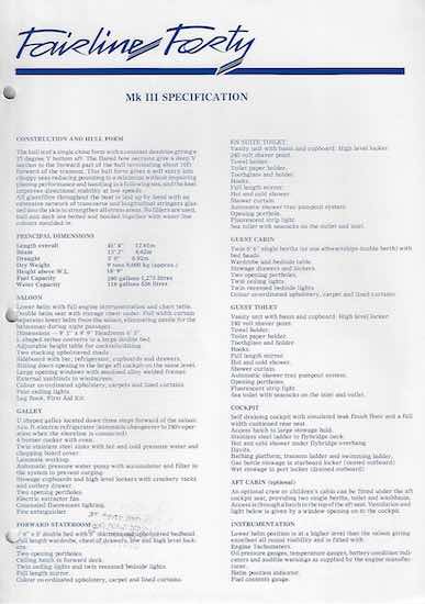 Fairline 40 Mark IV Brochure